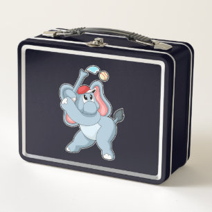 Elephant at Baseball Metal Lunch Box