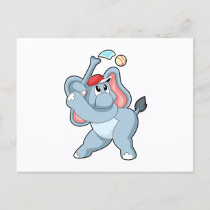 Elephant at Baseball Postcard