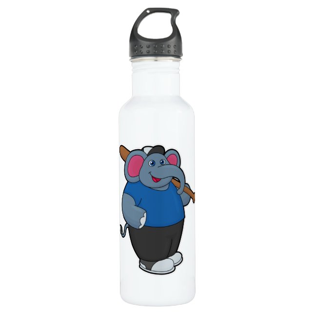 Elephant at Baseball with Baseball bat 710 Ml Water Bottle (Front)