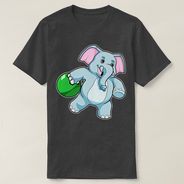 Elephant at Bowling with Bowling ball 2 T-Shirt (Design Front)