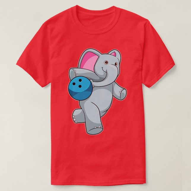 Elephant at Bowling with Bowling ball 3 T-Shirt (Design Front)
