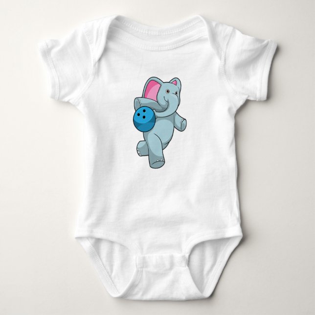 Elephant at Bowling with Bowling ball Baby Bodysuit (Front)