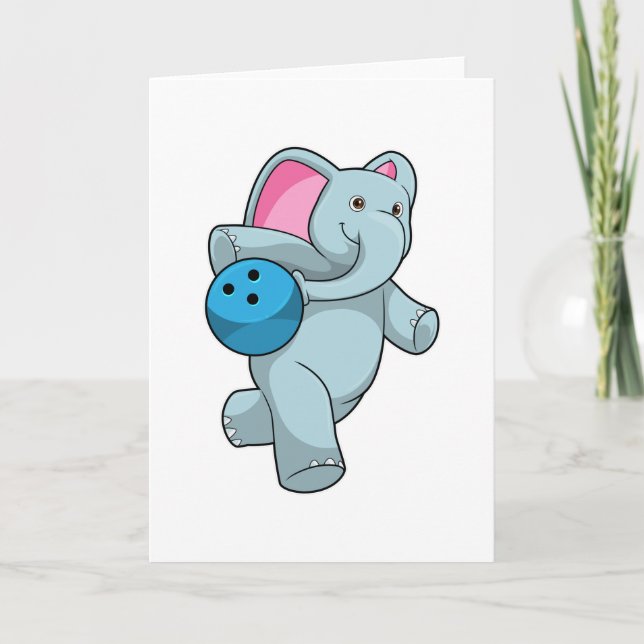 Elephant at Bowling with Bowling ball Card (Front)