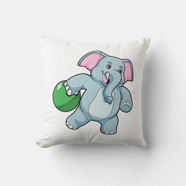 Elephant at Bowling with Bowling ball Cushion (Front)