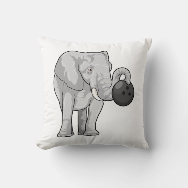 Elephant at Bowling with Bowling ball Cushion (Front)