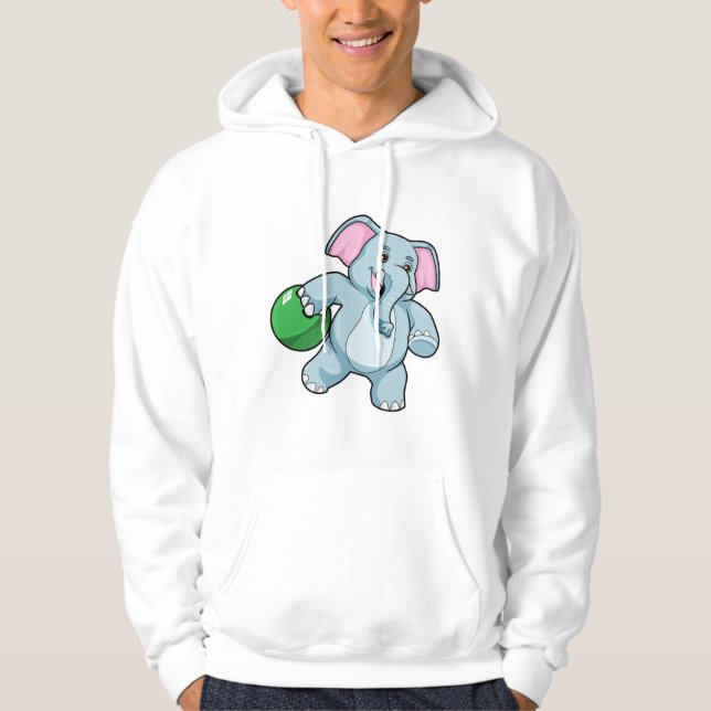 Elephant at Bowling with Bowling ball Hoodie (Front)