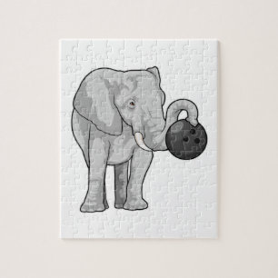 Elephant at Bowling with Bowling ball Jigsaw Puzzle