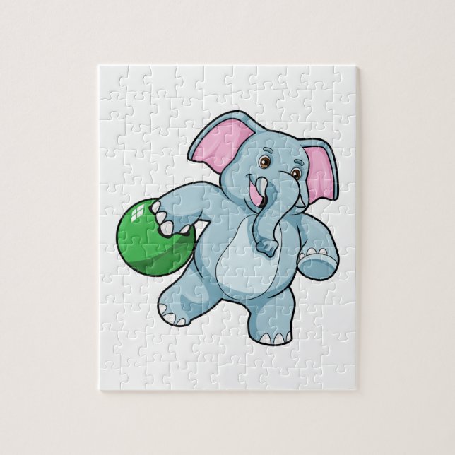 Elephant at Bowling with Bowling ball Jigsaw Puzzle (Vertical)