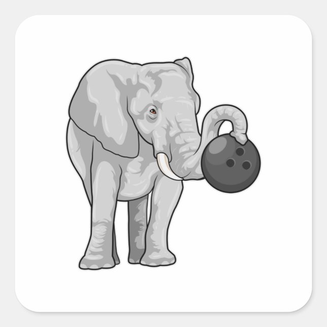 Elephant at Bowling with Bowling ball Square Sticker (Front)