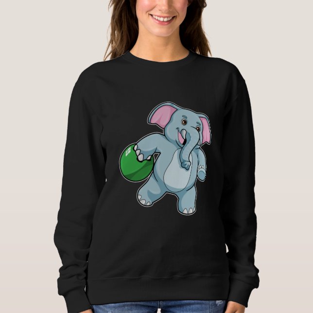 Elephant at Bowling with Bowling ball Sweatshirt (Front)