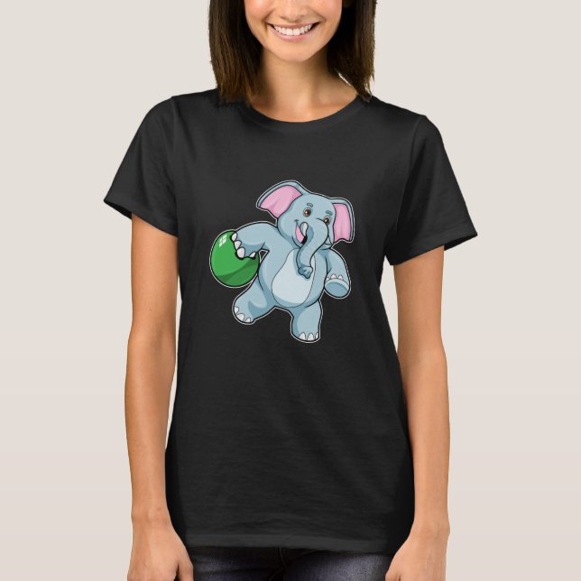 Elephant at Bowling with Bowling ball T-Shirt (Front)