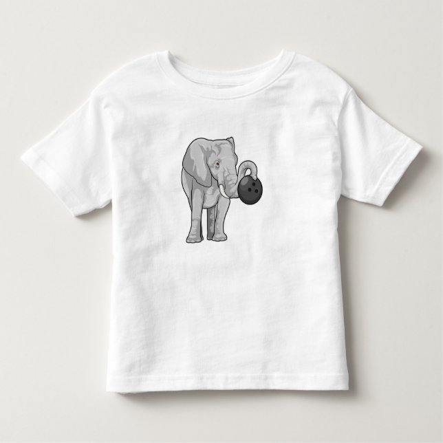 Elephant at Bowling with Bowling ball Toddler T-Shirt (Front)
