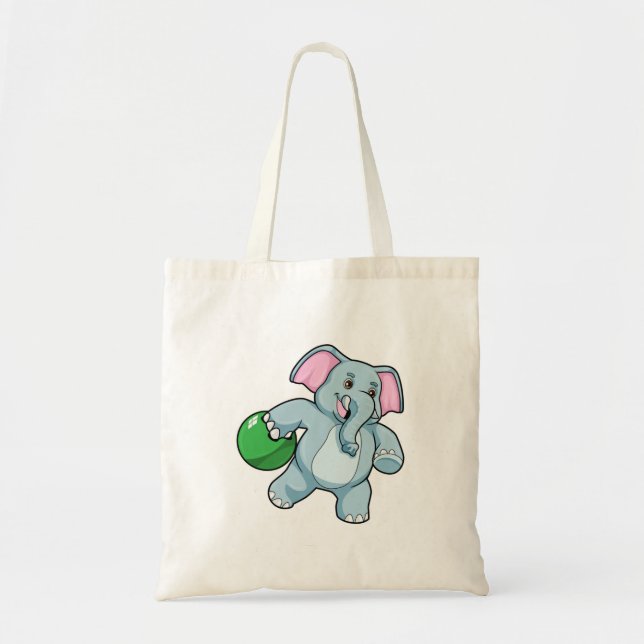 Elephant at Bowling with Bowling ball Tote Bag (Front)