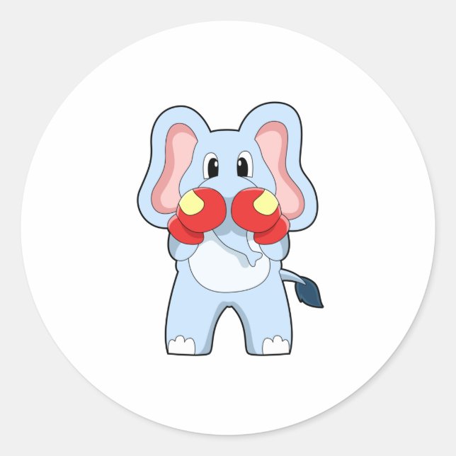 Elephant at Boxing with Boxing gloves Classic Round Sticker (Front)