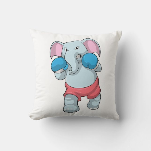 Elephant at Boxing with Boxing gloves Cushion (Front)