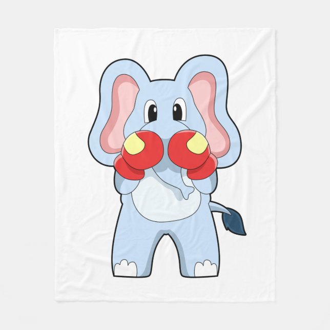 Elephant at Boxing with Boxing gloves Fleece Blanket (Front)