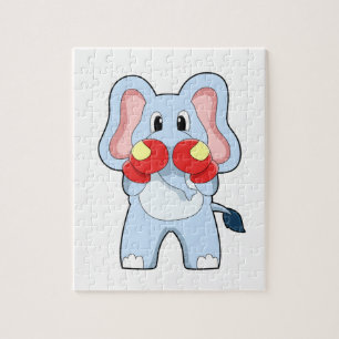 Elephant at Boxing with Boxing gloves Jigsaw Puzzle