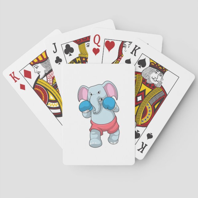Elephant at Boxing with Boxing gloves Playing Cards (Back)