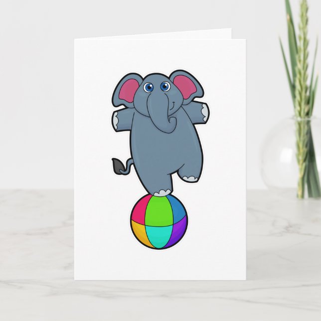 Elephant at Circus with Circus ball Card (Front)