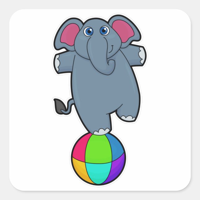Elephant at Circus with Circus ball Square Sticker (Front)