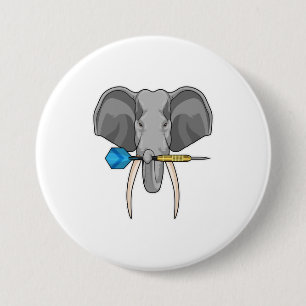 Elephant at Darts with Dart 7.5 Cm Round Badge