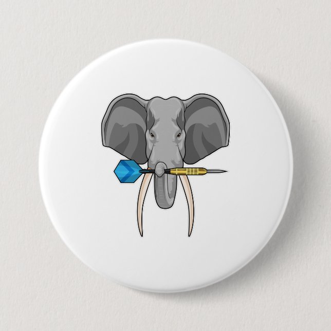 Elephant at Darts with Dart 7.5 Cm Round Badge (Front)