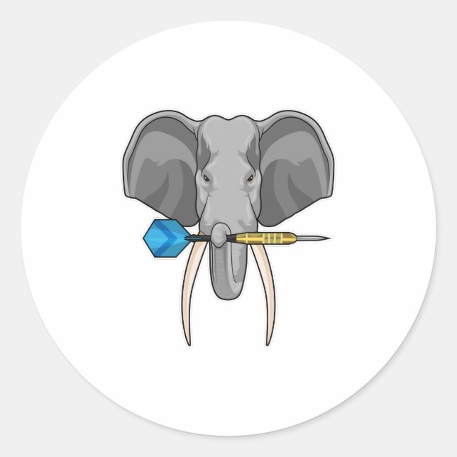 Elephant at Darts with Dart Classic Round Sticker (Front)