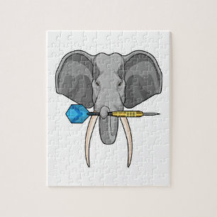 Elephant at Darts with Dart Jigsaw Puzzle