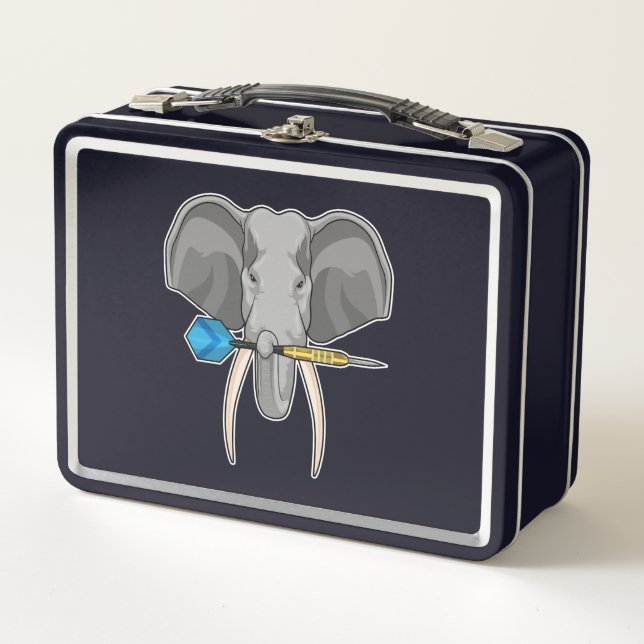 Elephant at Darts with Dart Metal Lunch Box (Front)