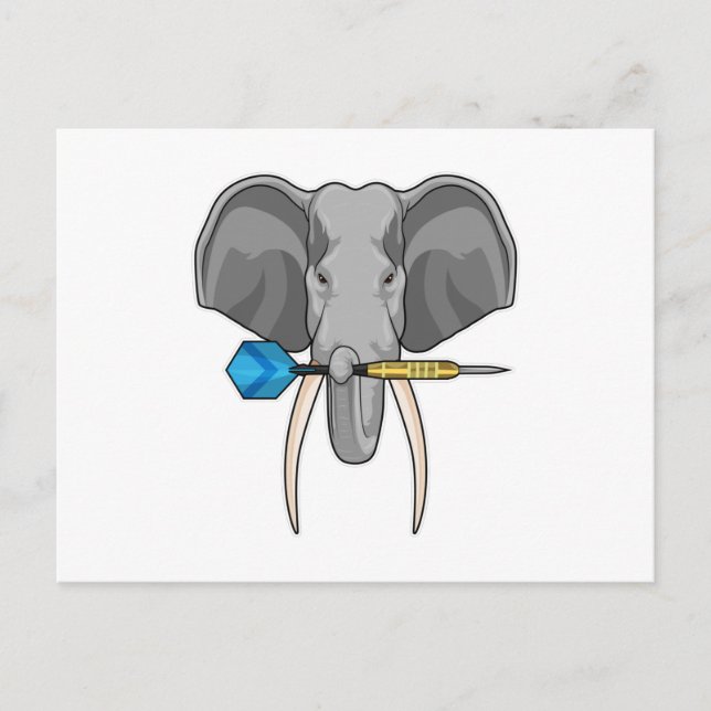 Elephant at Darts with Dart Postcard (Front)