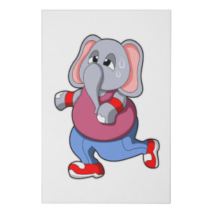 Elephant at Fitness - Jogging with Sweatband Faux Canvas Print