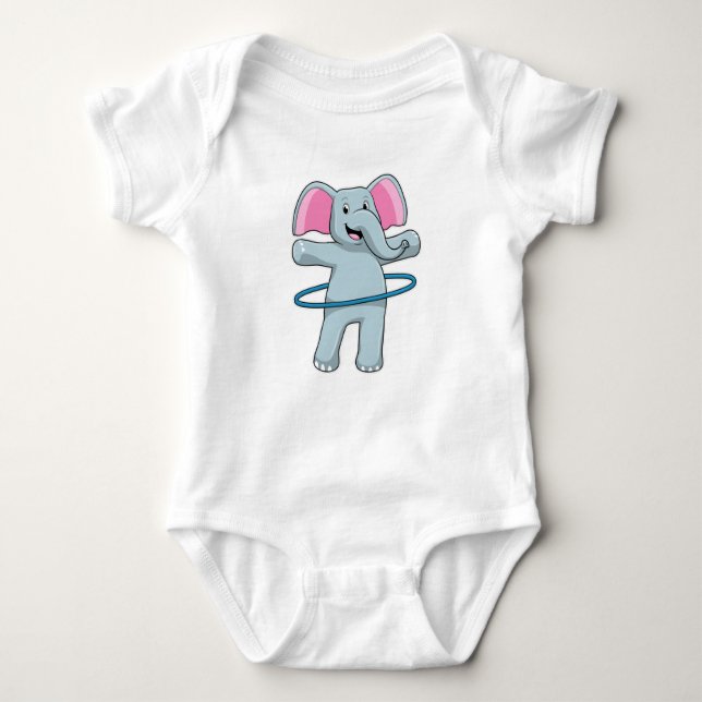 Elephant at Fitness with Fitness tires Baby Bodysuit (Front)