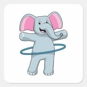 Elephant at Fitness with Fitness tires Square Sticker