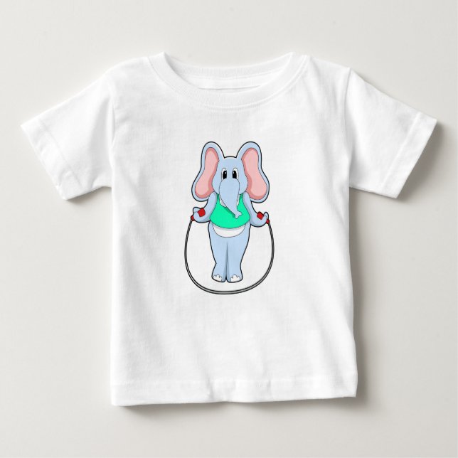 Elephant at Fitness with Skipping rope.PNG Baby T-Shirt (Front)