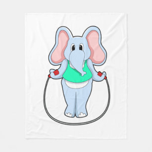 Elephant at Fitness with Skipping rope.PNG Fleece Blanket
