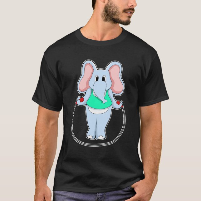 Elephant at Fitness with Skipping rope.PNG T-Shirt (Front)