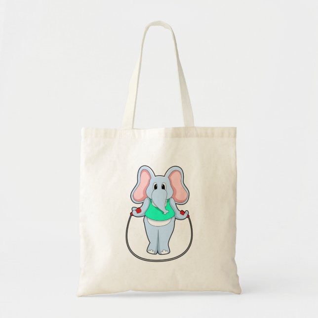 Elephant at Fitness with Skipping rope.PNG Tote Bag (Front)