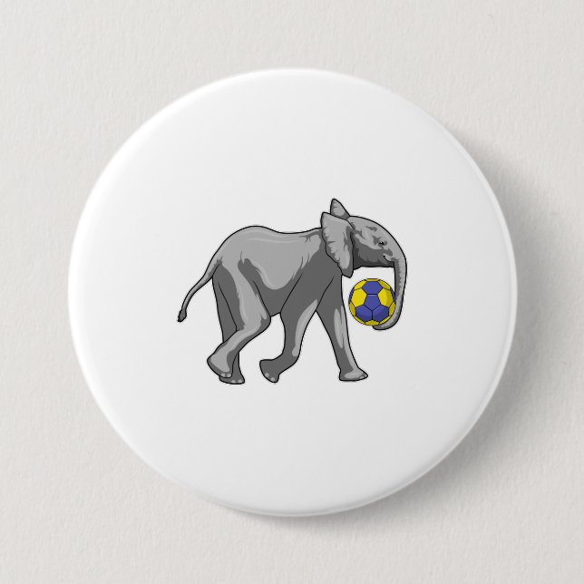 Elephant at Handball Sports 7.5 Cm Round Badge (Front)