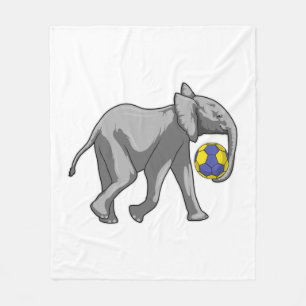 Elephant at Handball Sports Fleece Blanket