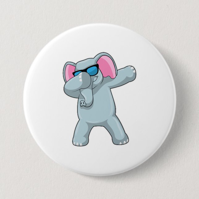 Elephant at Hip Hop Dance Dab 7.5 Cm Round Badge (Front)