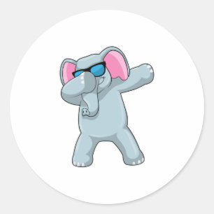 Elephant at Hip Hop Dance Dab Classic Round Sticker