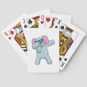 Elephant at Hip Hop Dance Dab Playing Cards