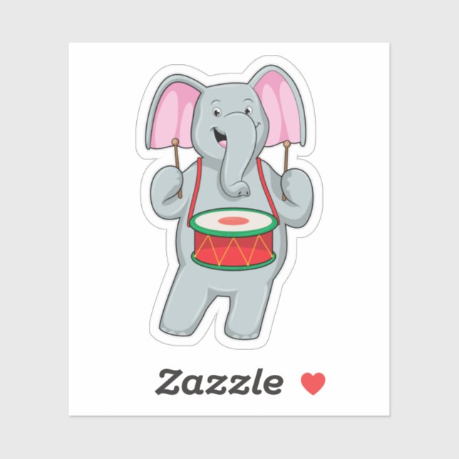 Elephant at Music with Drum (Sheet)