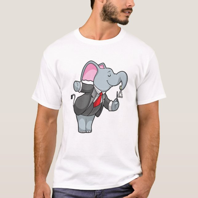 Elephant at Music with Triangle T-Shirt (Front)