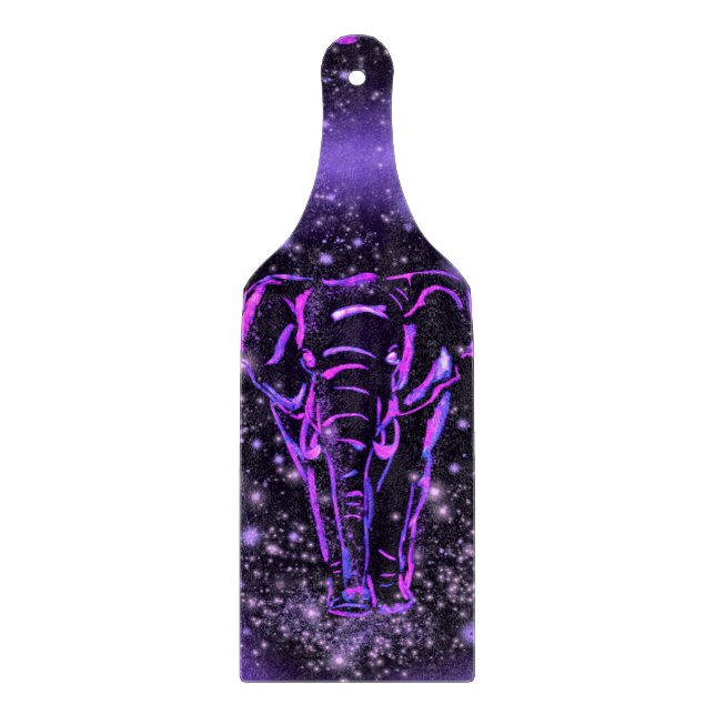 Elephant At Night Purple Pink Cutting Board (Front)