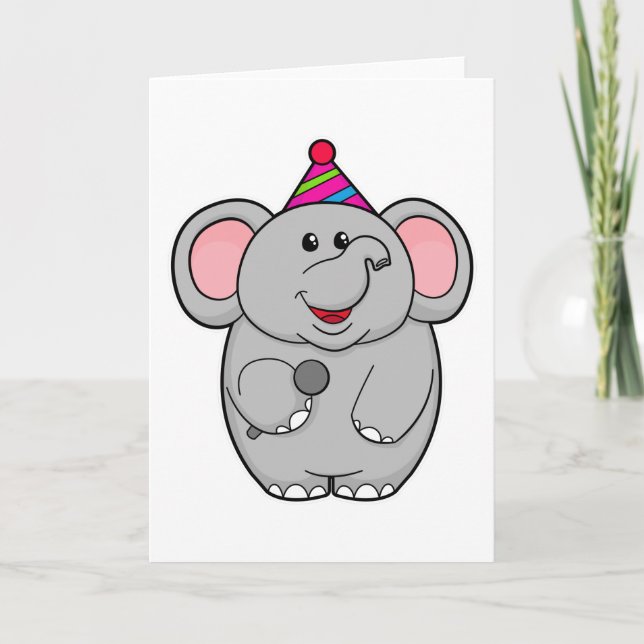 Elephant at Party with Microphone Card (Front)