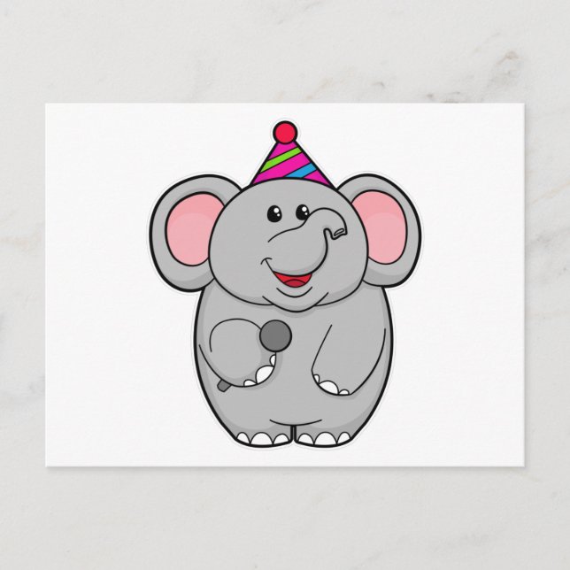 Elephant at Party with Microphone Postcard (Front)