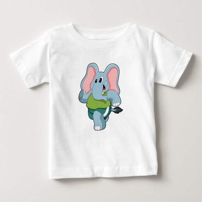 Elephant at Running Baby T-Shirt (Front)