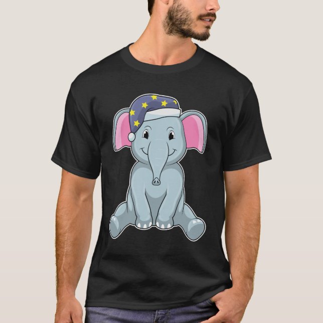 Elephant at Sleeping with Night cap T-Shirt (Front)