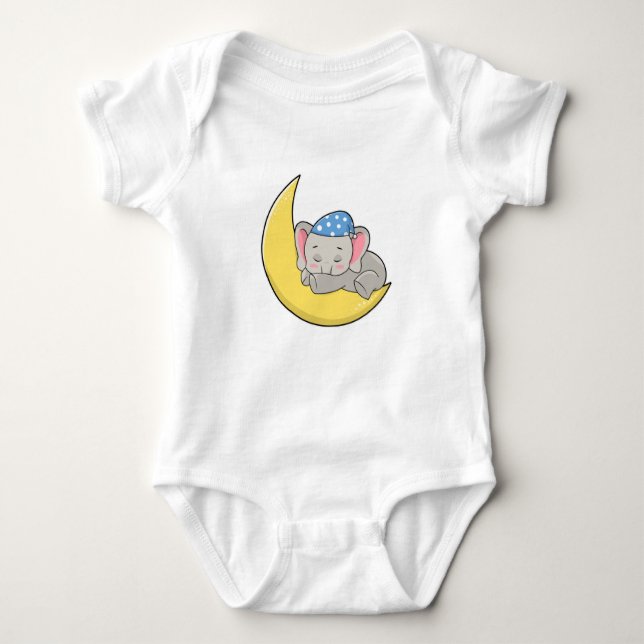 Elephant at Sleeping with Sleeping mask Baby Bodysuit (Front)